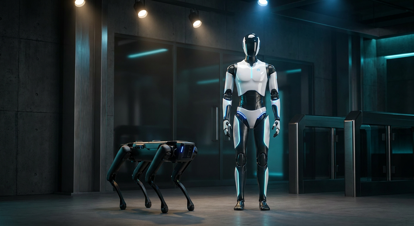 Perro robot y humanoide